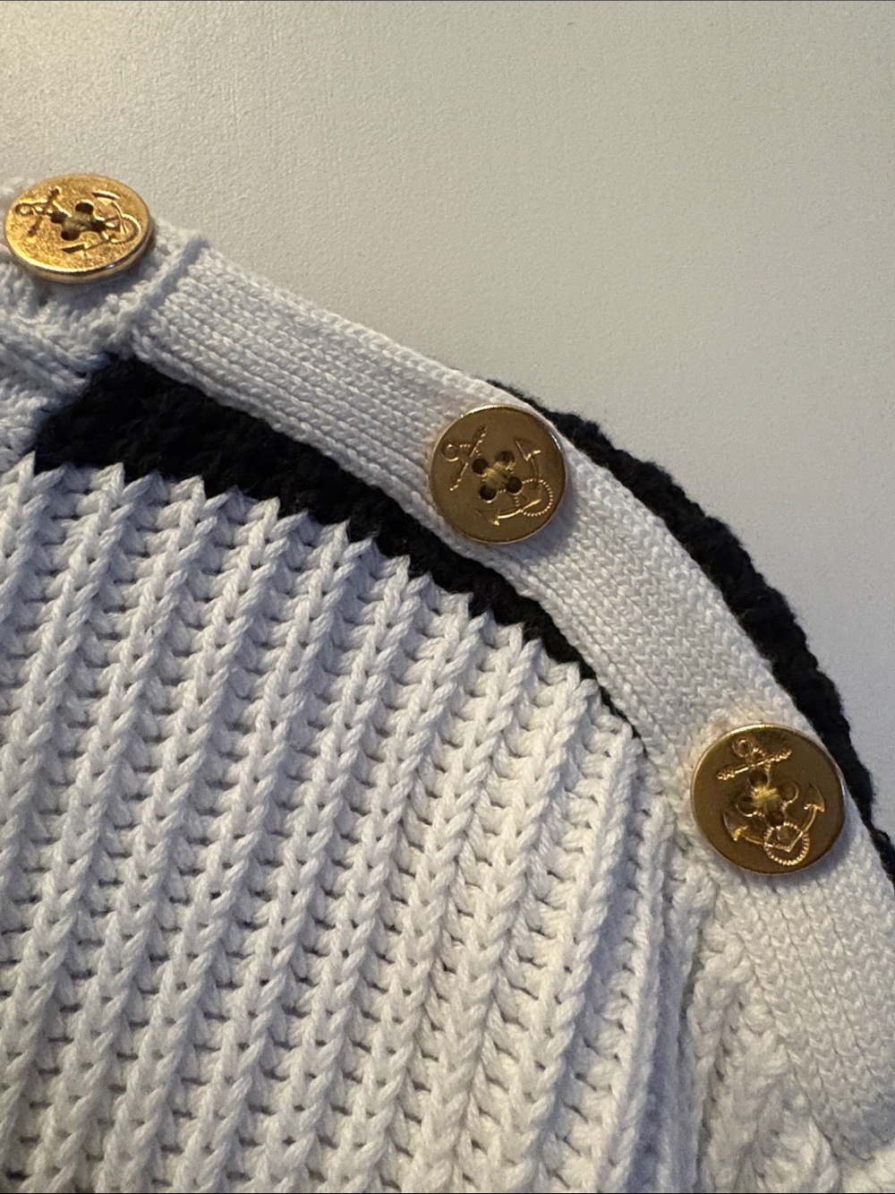 Lauren Ralph Lauren Striped Cotton Sweater Gold Buttons Nautical Breton Size XS - Picture 3 of 6